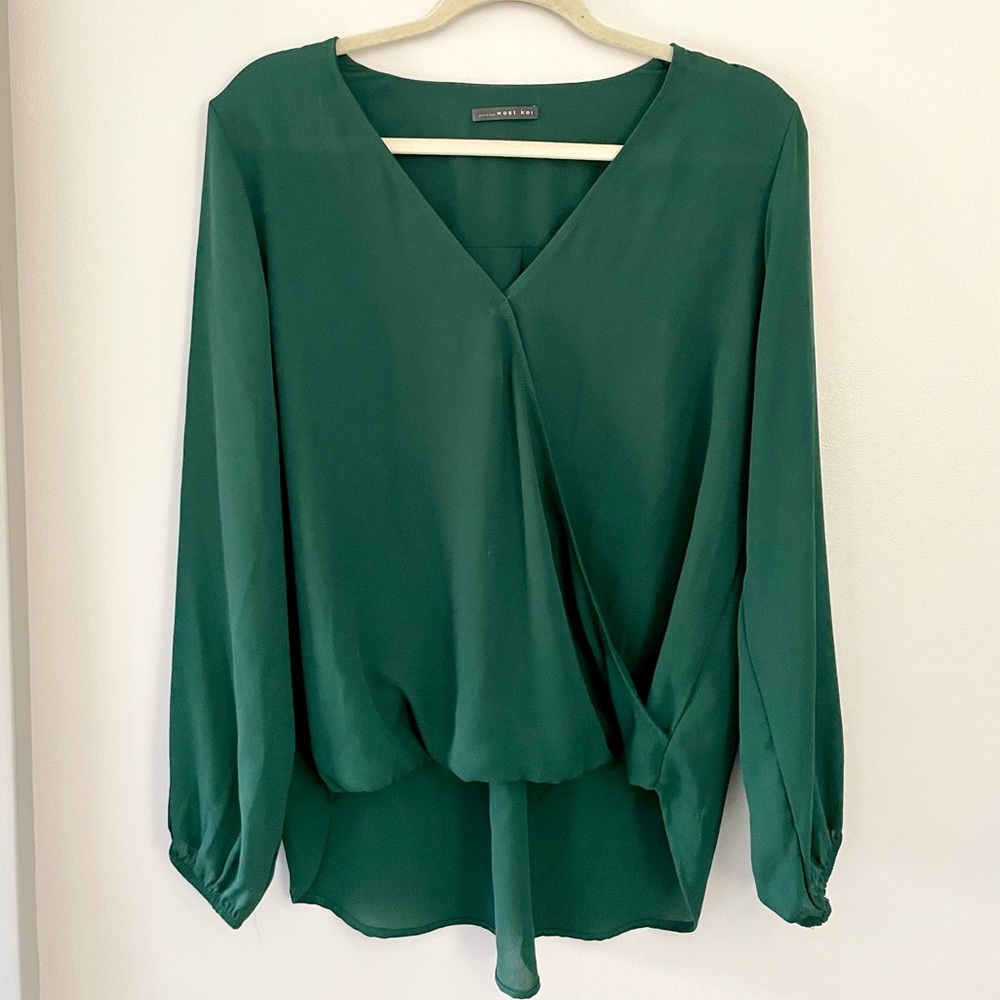 West Kei Teal Long Sleeve Blouse Size Medium